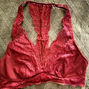 Maiden form lace T-back bralette burgundy
